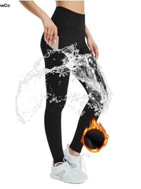 Fleece Lined Thermal Leggings Water Resistant High Waist Yoga Pants